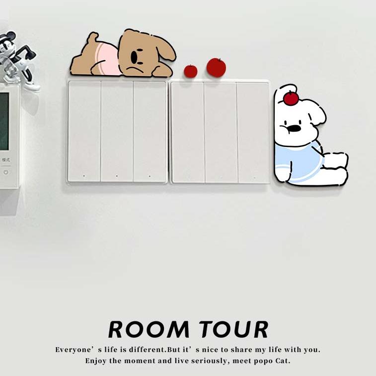 卡通装饰开关贴墙壁改造遮丑神器开关保护套高颜值亚克力墙贴自粘