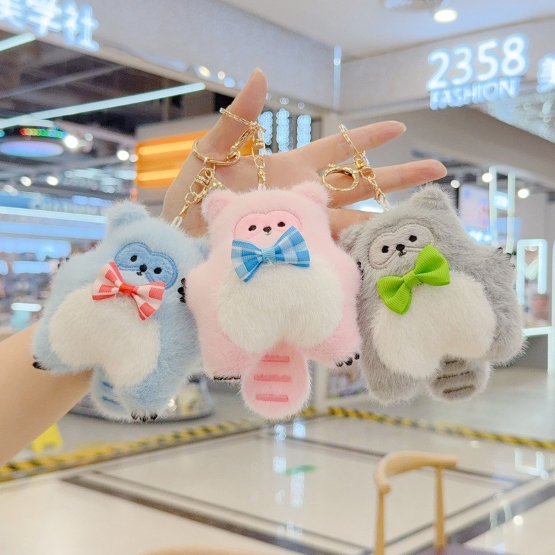 可爱大尾巴猫咪挂件毛绒玩具海洋动物公仔包包挂饰玩偶钥匙扣