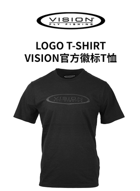 现货Vision LOGO纯黑色T恤集体钓鱼团队服装可持续环保材质