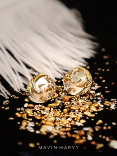 口扣原创时尚 简约轻奢国风袖 法式 衬衫 扣男 MAVIN 袖 MARVY18K金男士