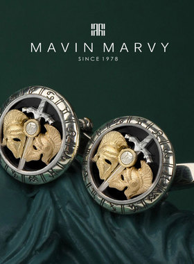 MAVIN MARVY原创新品-十二星座系列-双子座袖扣925银男士法式袖钉