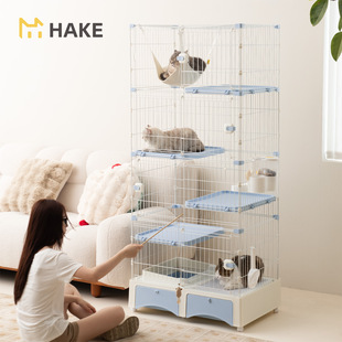 HAKE猫笼子猫砂盆一体家用室内猫咪超大自由空间猫窝猫别墅新款