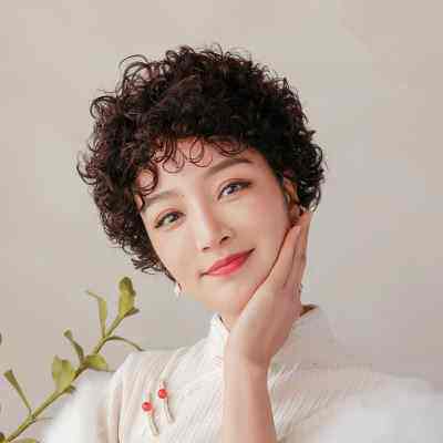 假发女短发真头发全真人发丝羊毛卷中老年妈妈全头套自然真发光头