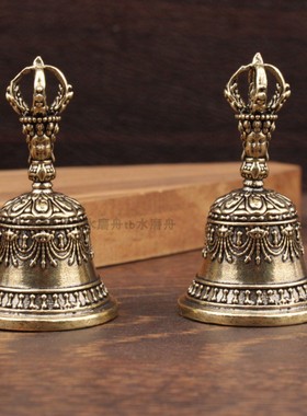 纯黄铜降魔杵铃铛三清手摇铃实心