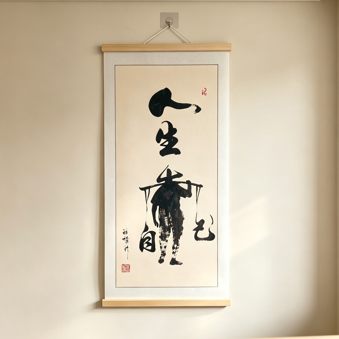 王老师推荐人生靠自己励志挂画客厅茶室书房办公室修心静心悟道