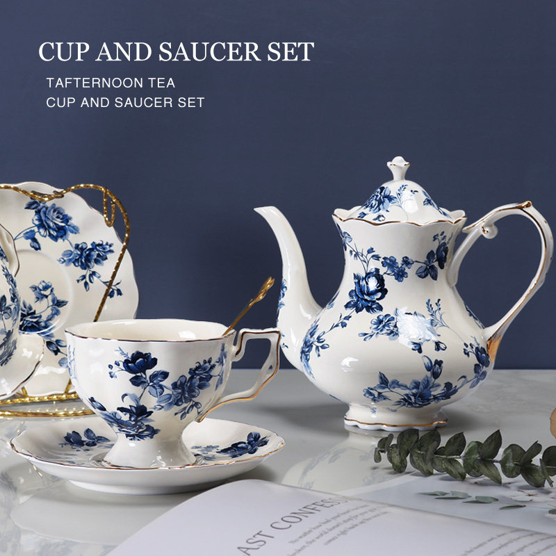 欧伦琪【复古风蓝花】欧式陶瓷咖啡杯碟套装拉花办公室下午花茶具,餐饮具,咖啡杯,淘宝优惠券,粉丝福利购,淘宝优惠卷