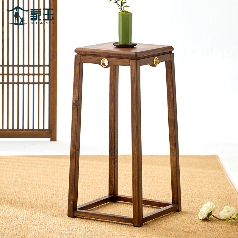 家玉木作黑胡桃实木边几花架花几室内客厅盆景架新中式落地置物架