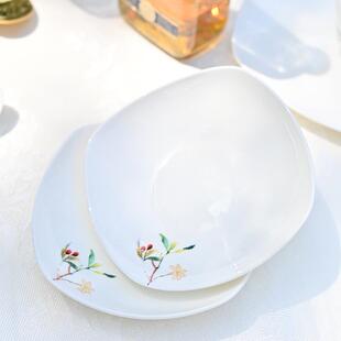 餐盘芬芳佳苑碗盘子菜盘家用时尚 隆达骨瓷餐具特别好看 清新餐具
