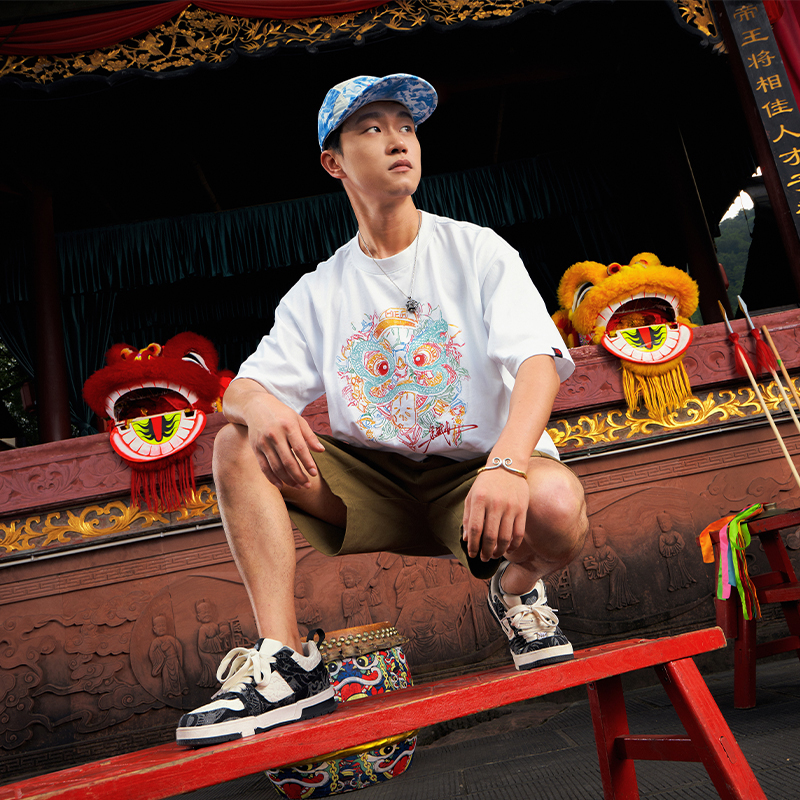 朱铁雄国潮醒狮短袖T恤男女同款