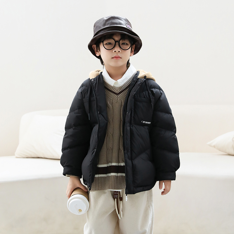 男童羽绒服假两件衬衫式小童假两件中大童装羽绒服90绒新款23950