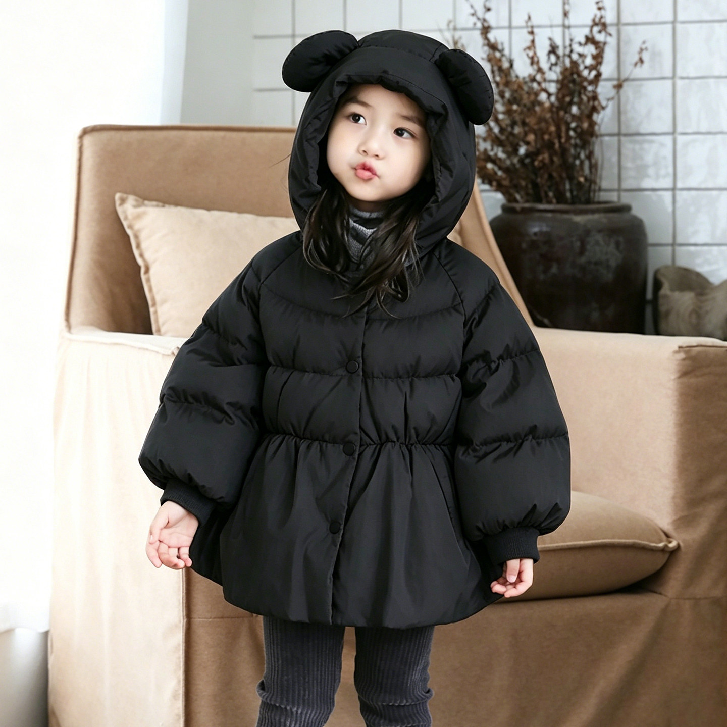 宝宝羽绒服加厚裙型小女童羽绒服中长款2024冬季新款1-3-6岁23116