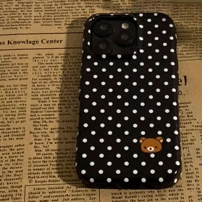 可爱白色波点小熊iPhone17promax潮酷16适用15苹果12手机壳13小众防摔15promax软壳xr保护套12/13