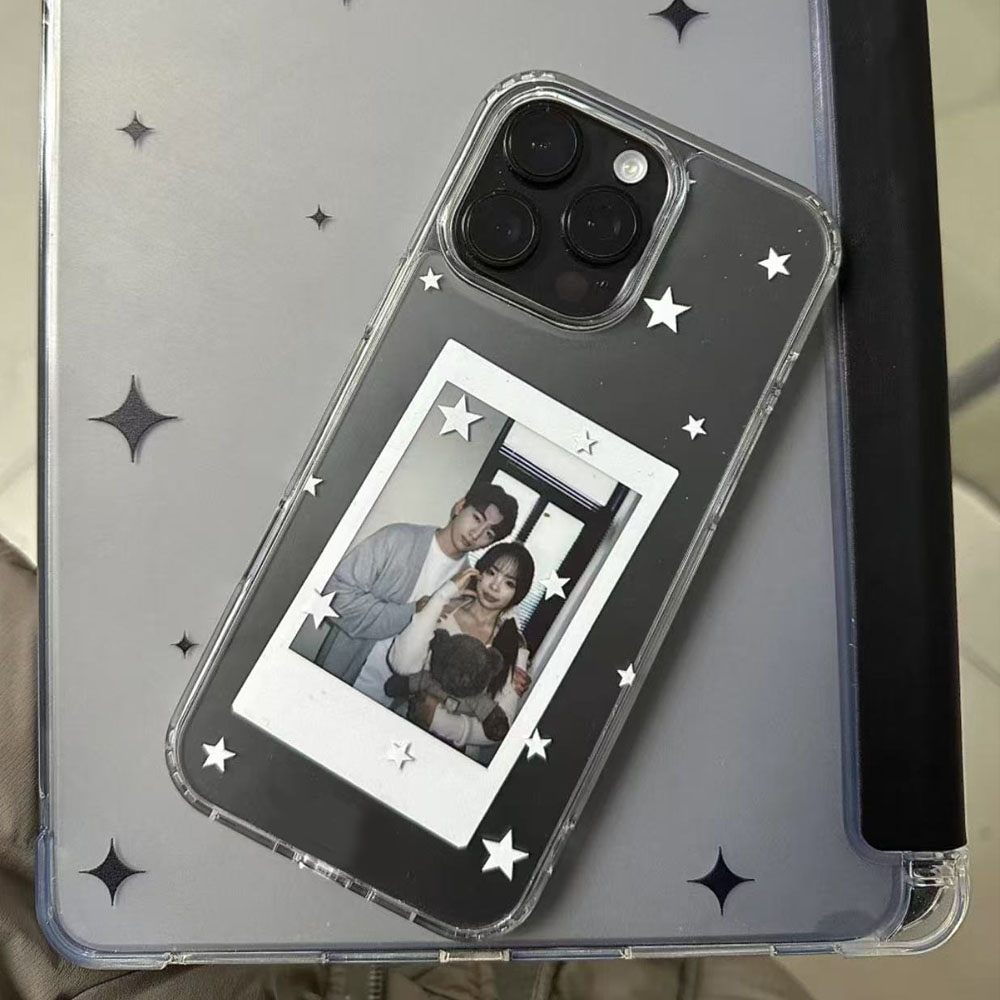 韩系星星放小卡手机壳iPhone16promax软12苹果15适用13全包11女14新款16小众15pro全包防摔xr简约风保护套