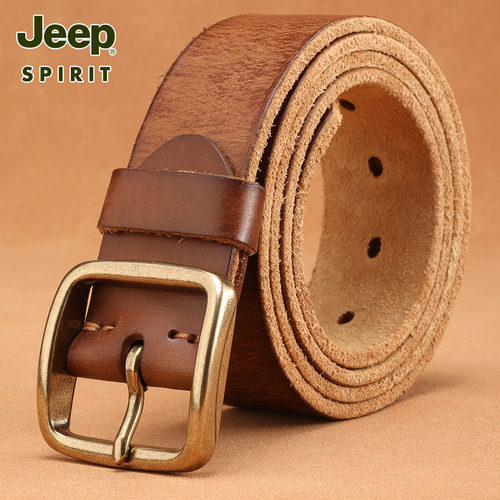 JEEPSPIRIT男复古头层牛皮腰带