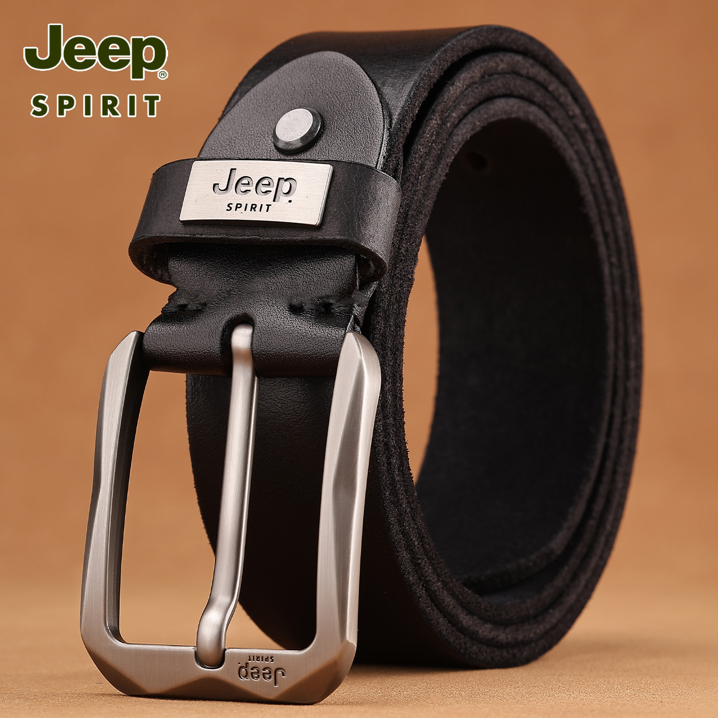 Jeep吉普头层牛皮复古工装腰带