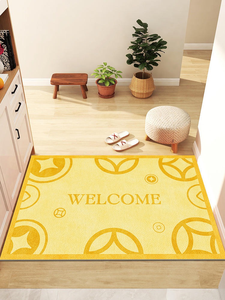 入户门地垫家用门口蹭土地毯新款金色进门脚垫子室内pvc可擦免洗