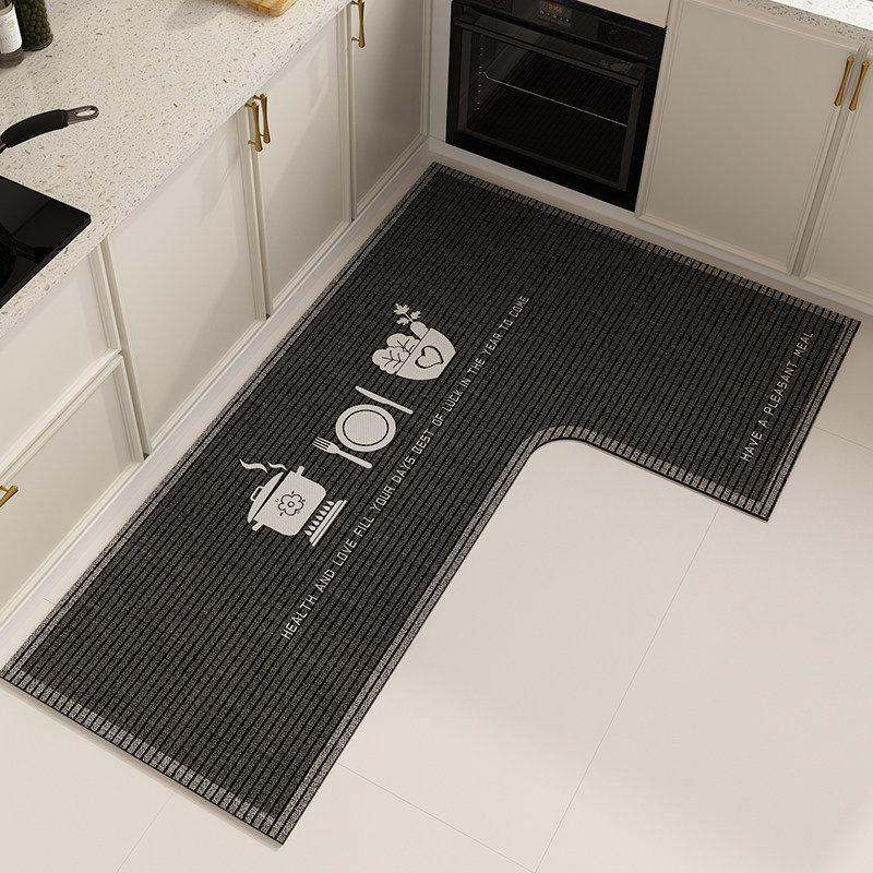 L型转角厨房地垫防滑防油可擦洗免洗 吸水速干矽藻泥地垫 简约现