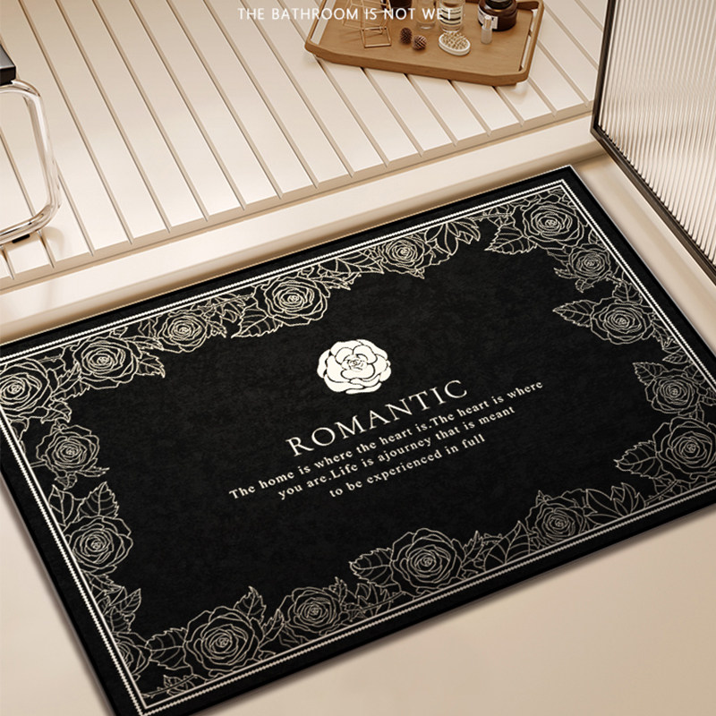 轻奢高级感浴室地垫化妆室厕所门口防滑脚垫子吸水速干 干地毯矽