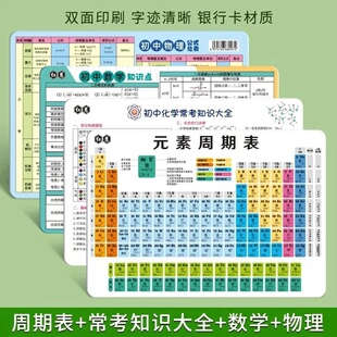 老师全套初中化学元素周期表卡片物理公式常考知识点速记红慧德8