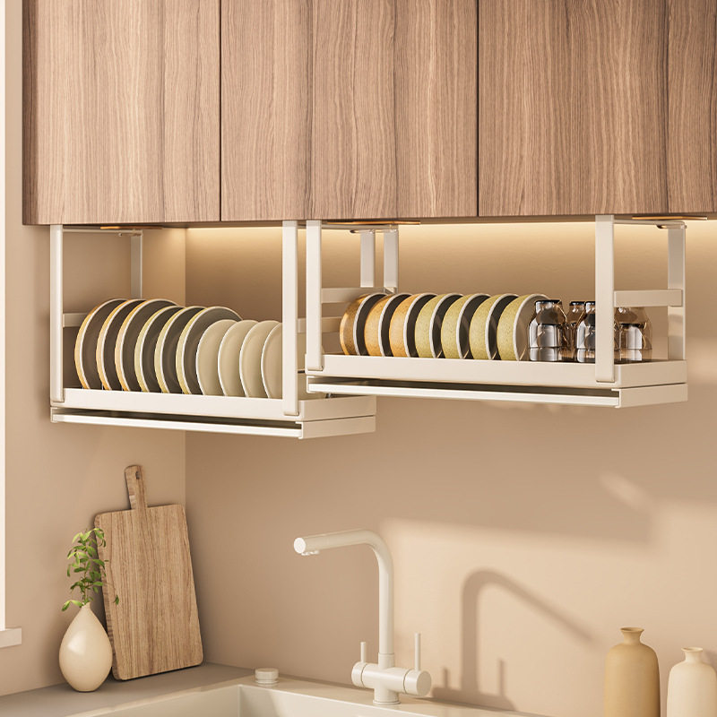 厨房悬挂碗架橱柜下碗碟置物架碗盘收纳架洗水池水槽上放碗沥水架