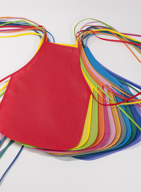 无纺布围裙33*48cm12色12PC套装儿童小孩幼儿园美术一次性画画衣