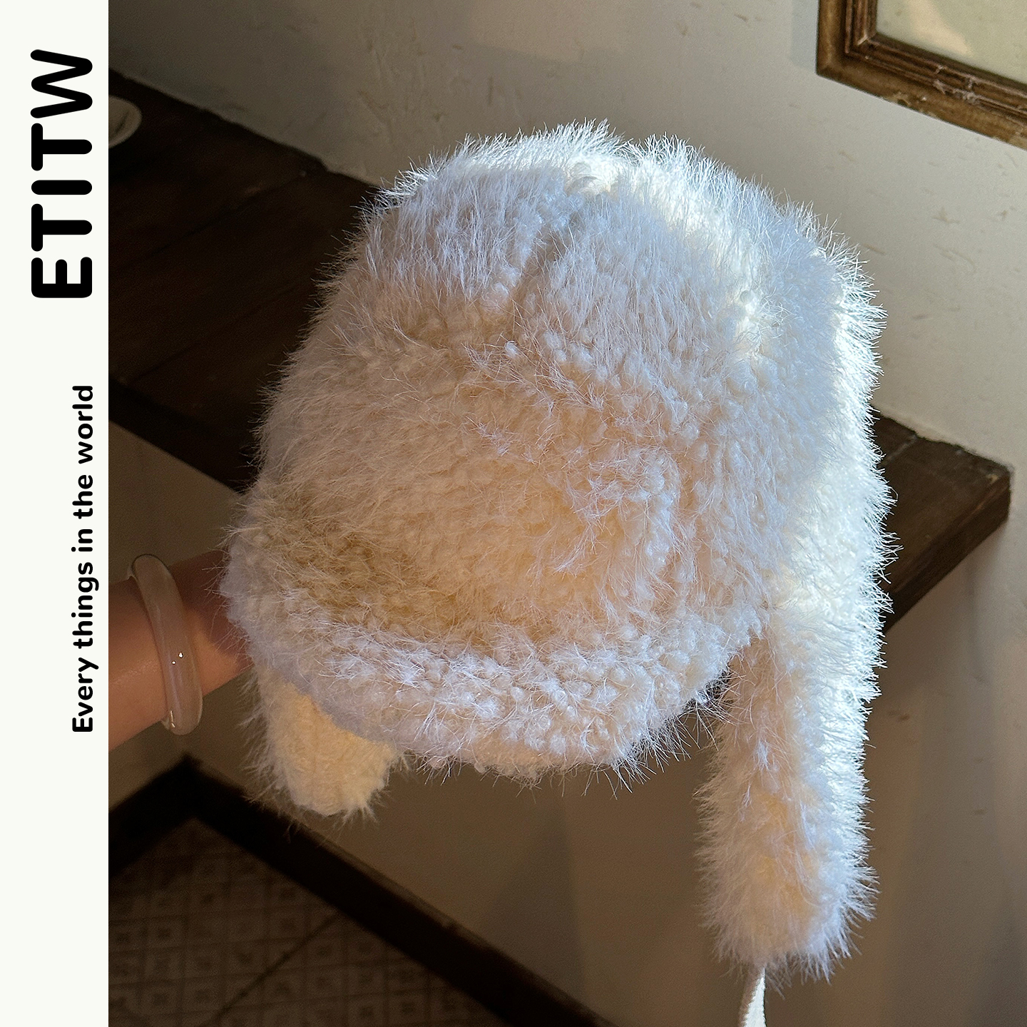 韩版兔毛加厚保暖毛绒帽子