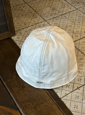 ETITW日系复古牛仔短檐渔夫帽女春夏韩版百搭水桶圆顶双面戴盆帽