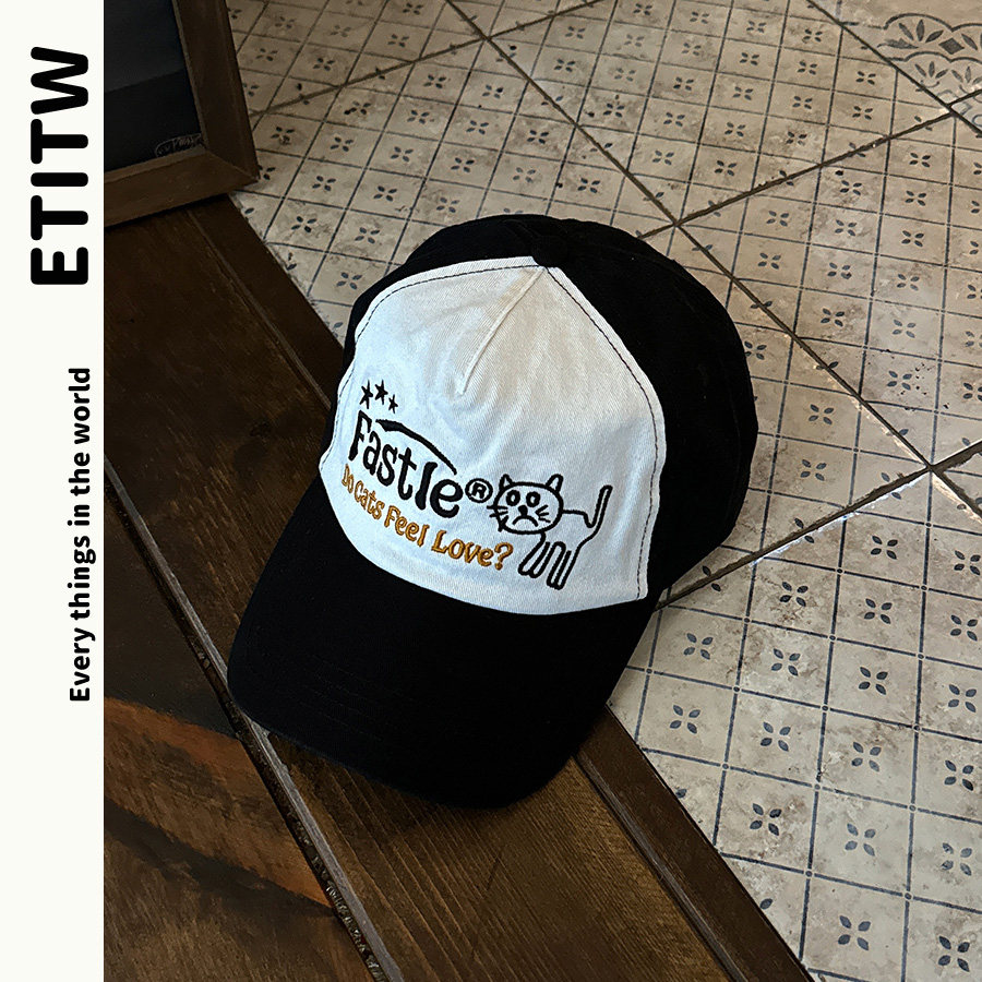 ETITW可爱小猫字母图案刺绣棒球帽子女显脸小弯檐软顶遮阳,服饰配件/皮带/帽子/围巾,帽子,淘宝优惠券,粉丝福利购,淘宝优惠卷