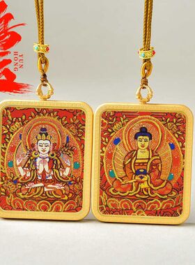 正宗鸿运西藏手绘描金吊坠