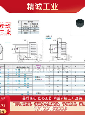 内螺纹直纹把手 HAV36-M3/M4/M5/M6/M8-D16/D20/D25/D32