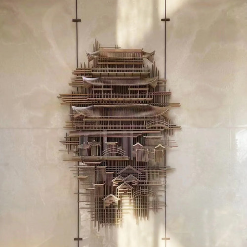 新中式古风金属酒店大堂装饰画
