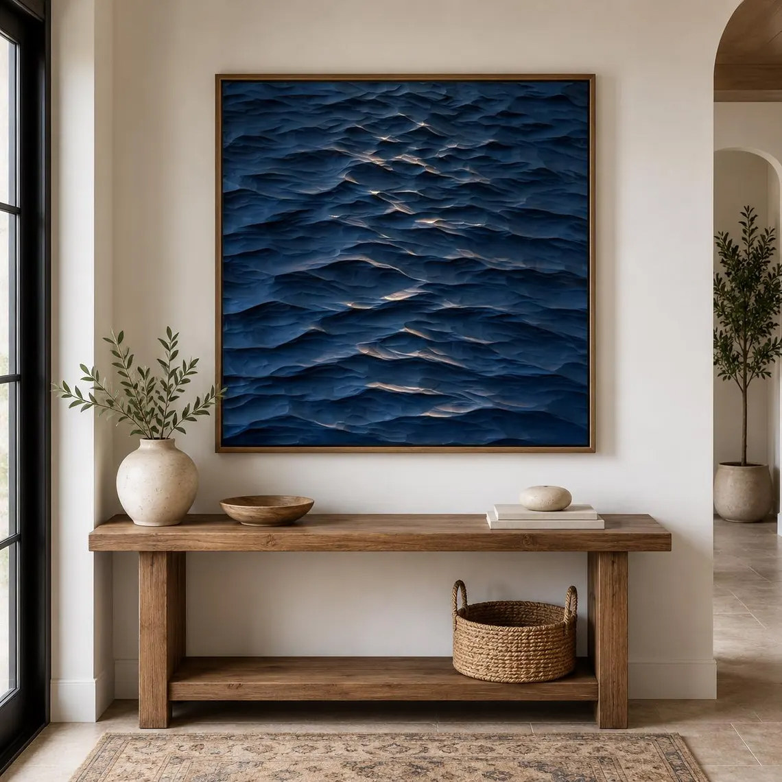 现代简约海浪木雕立体装饰画图片
