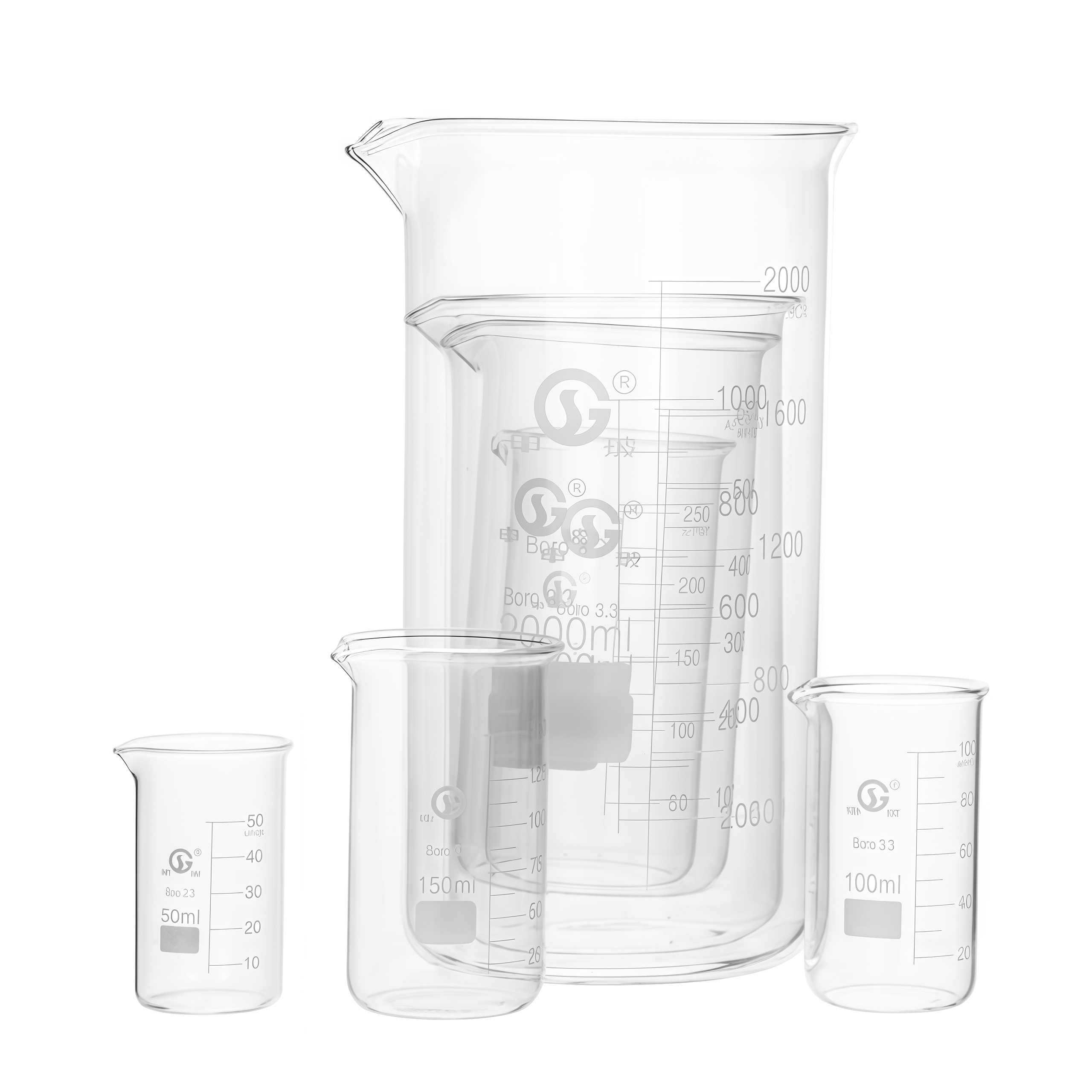 申玻玻璃烧杯高型规格全耐高温