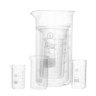 2000ml实验耗材量杯 加厚带刻度耐高温烧杯50 申玻 玻璃烧杯高型