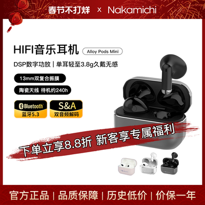 Nakamichi中道蓝牙耳机TWS半入耳式音乐耳机 Alloy Pods Mini