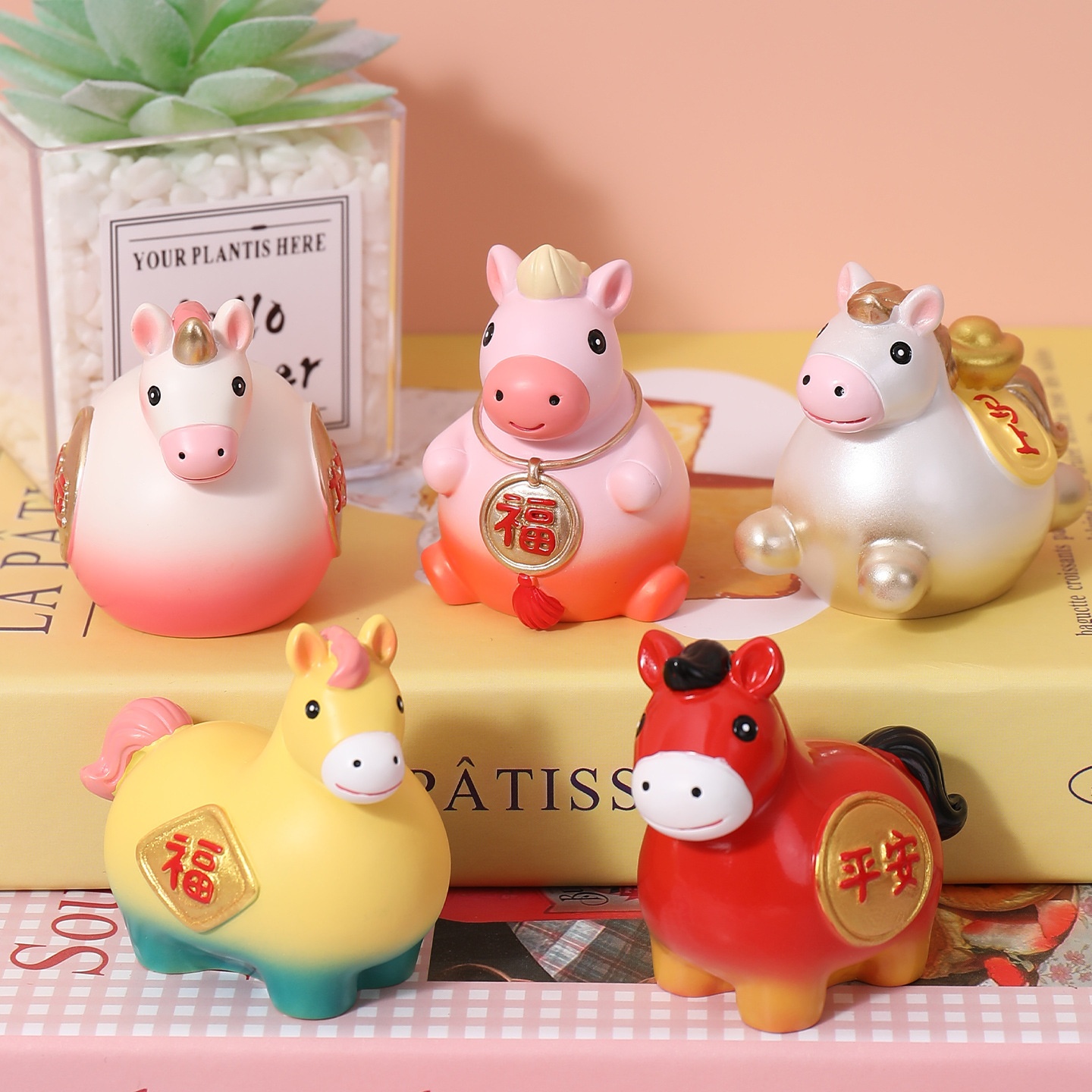 新款卡通生肖马小摆件马年礼物办公室桌面摆件装饰品文创礼品福马