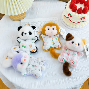 超萌布绒绒动物豆袋毛绒玩具彩花狐狸挂件熊猫兔办公护腕垫批发