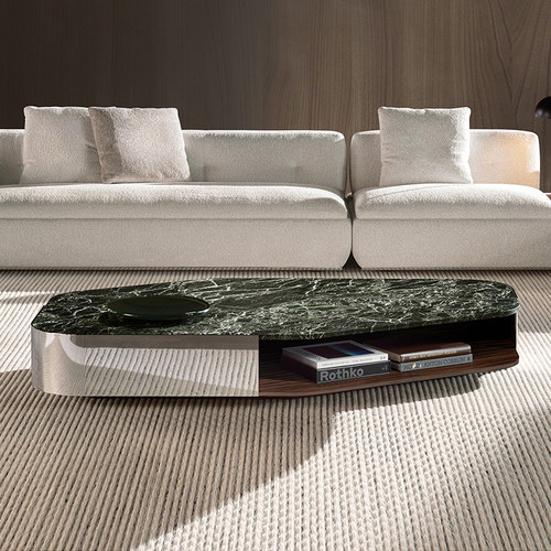 普拉达绿纯天然奢石茶几意式极简轻奢高端客厅异形大牌同款茶几桌