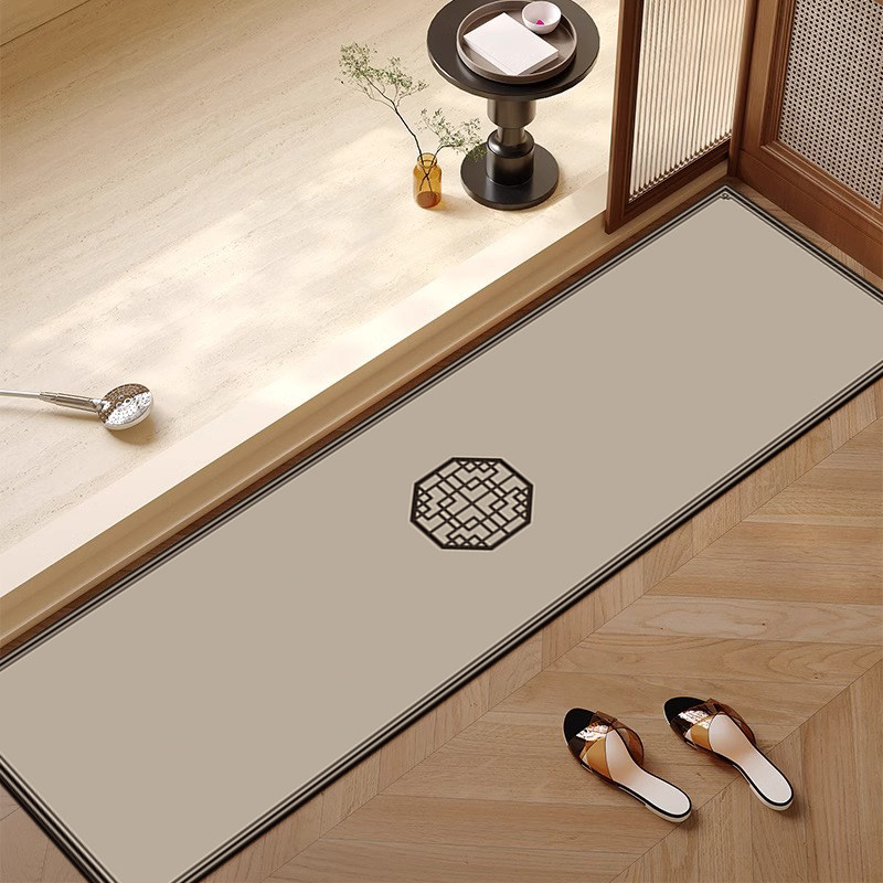新中式入户门口地垫客厅阳台大尺寸长条吸水脚垫防滑户外庭院地毯
