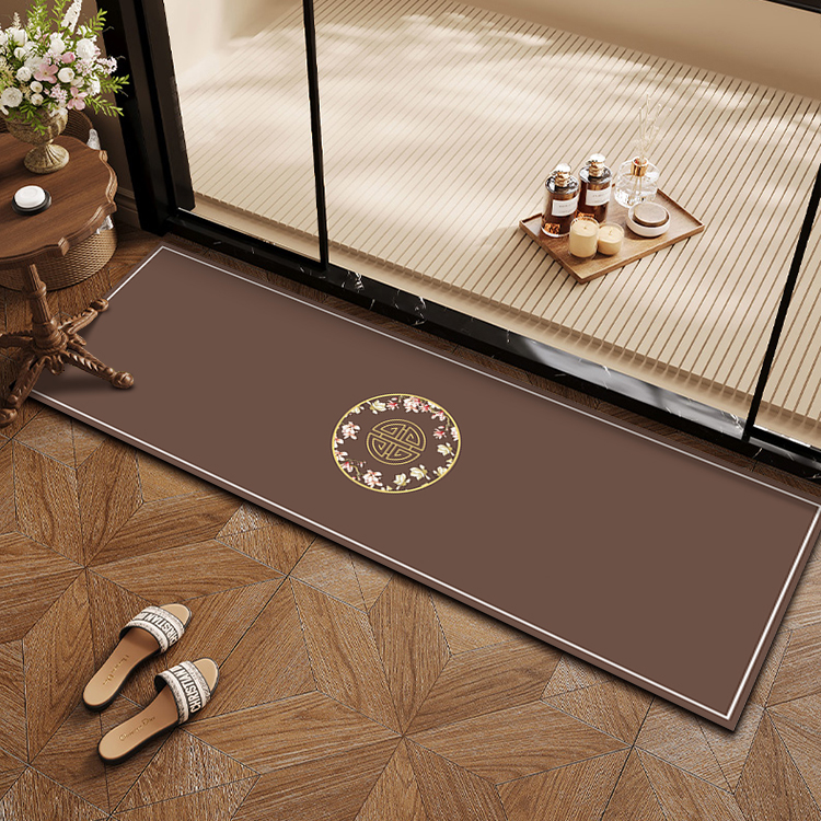复古新中式浴室可裁剪地垫