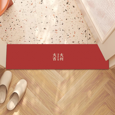 喜庆进门门口防滑垫入户门坎脚垫窄长条结婚过门石地垫红色窄地毯