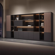 老板办公室背景柜木质资料柜储物柜靠墙书柜文件柜落地高柜子带锁