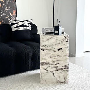 亚克力沙发边几大理石纹路雕塑底座摆台玄关展示台床头柜定制