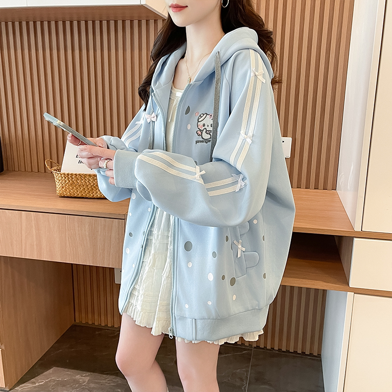 学院风甜美可爱刺绣棒球服外套女春秋季2026新款宽松休闲开衫卫衣