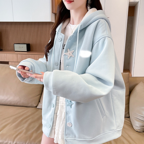 设计感小众卫衣女秋冬季棉衣2026新款初高中学生甜美加绒加厚外套