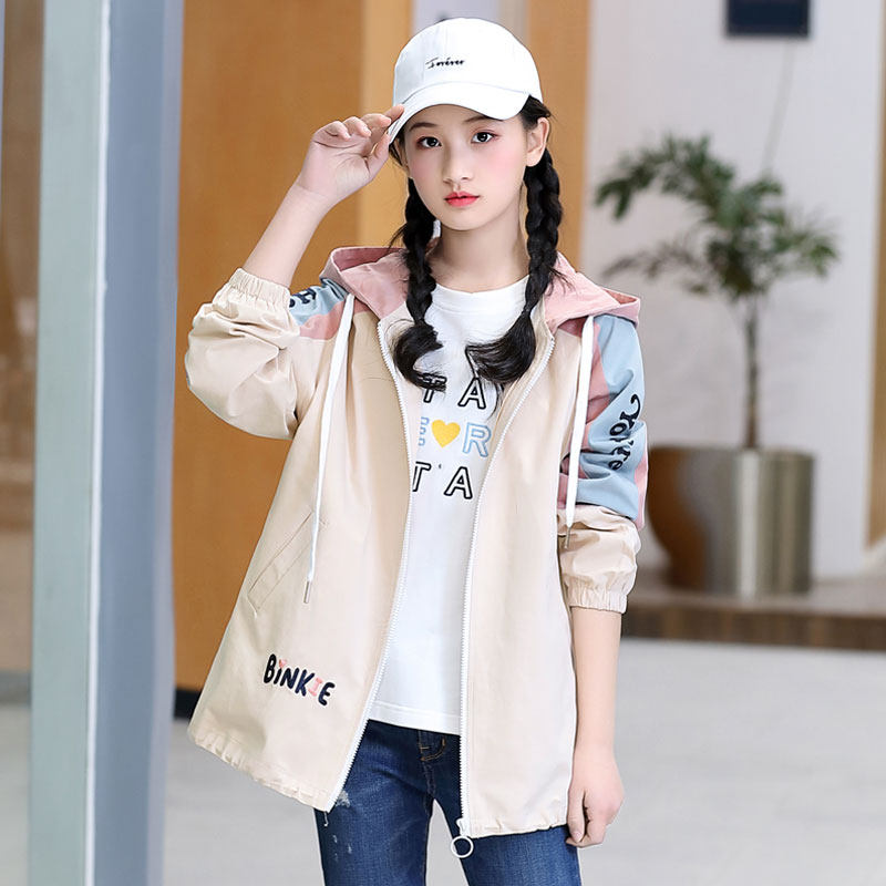 春秋百搭外套连帽少女大童韩版宽松12-18岁中学生可爱初中生秋款