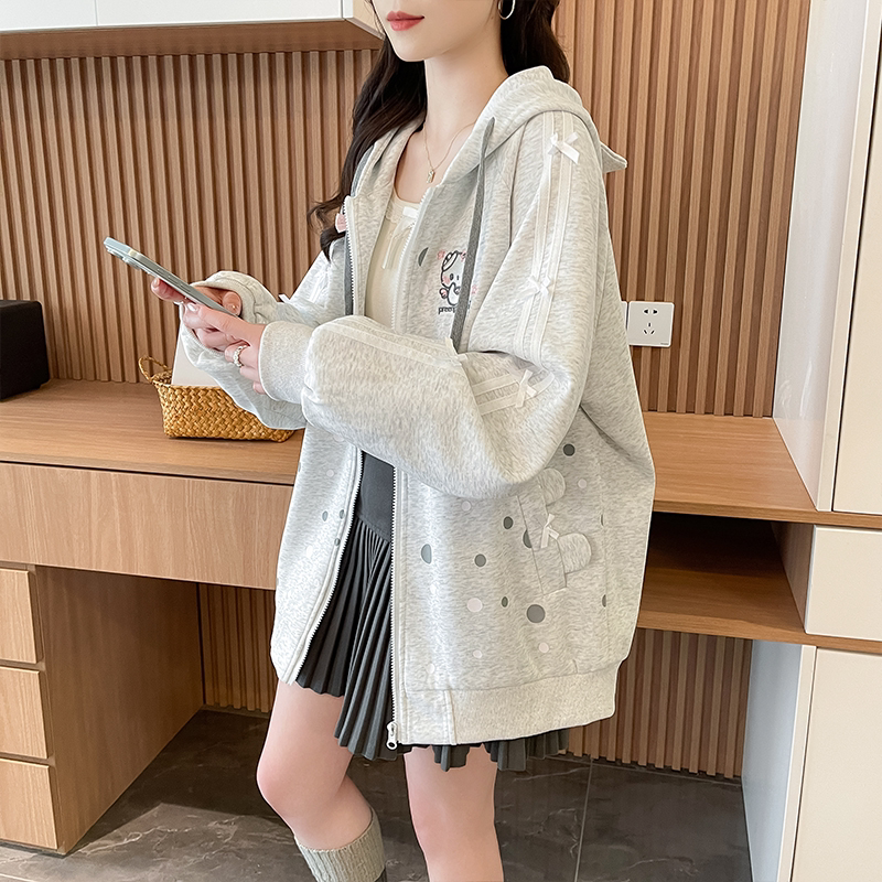 学院风甜美可爱刺绣棒球服外套女春秋季2026新款宽松休闲开衫卫衣