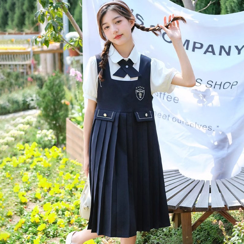 少女学院风JK套装裙2026夏装新款背带裙初中高中生连衣裙表演班服