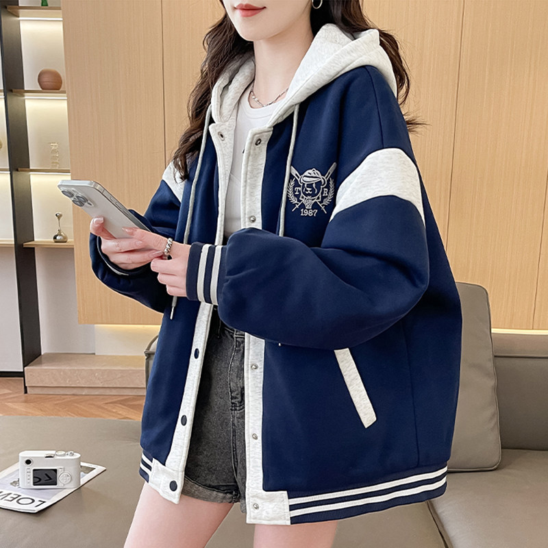 少女加棉加厚冬装连帽棉服外套高中生2026新款秋冬百搭学院风棉衣