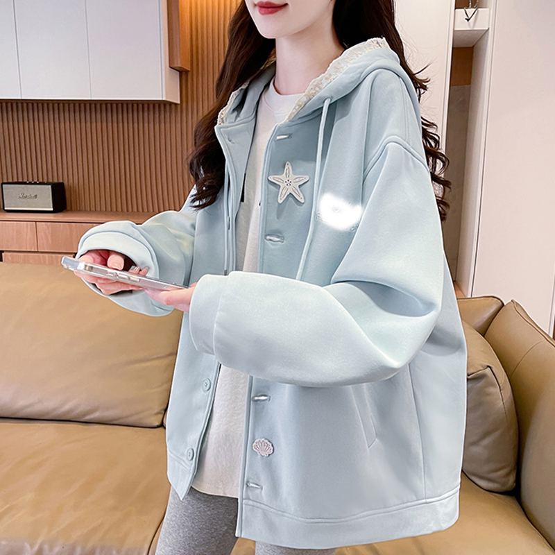 设计感小众卫衣女春秋季上衣2026新款初高中学生时尚加绒加厚外套